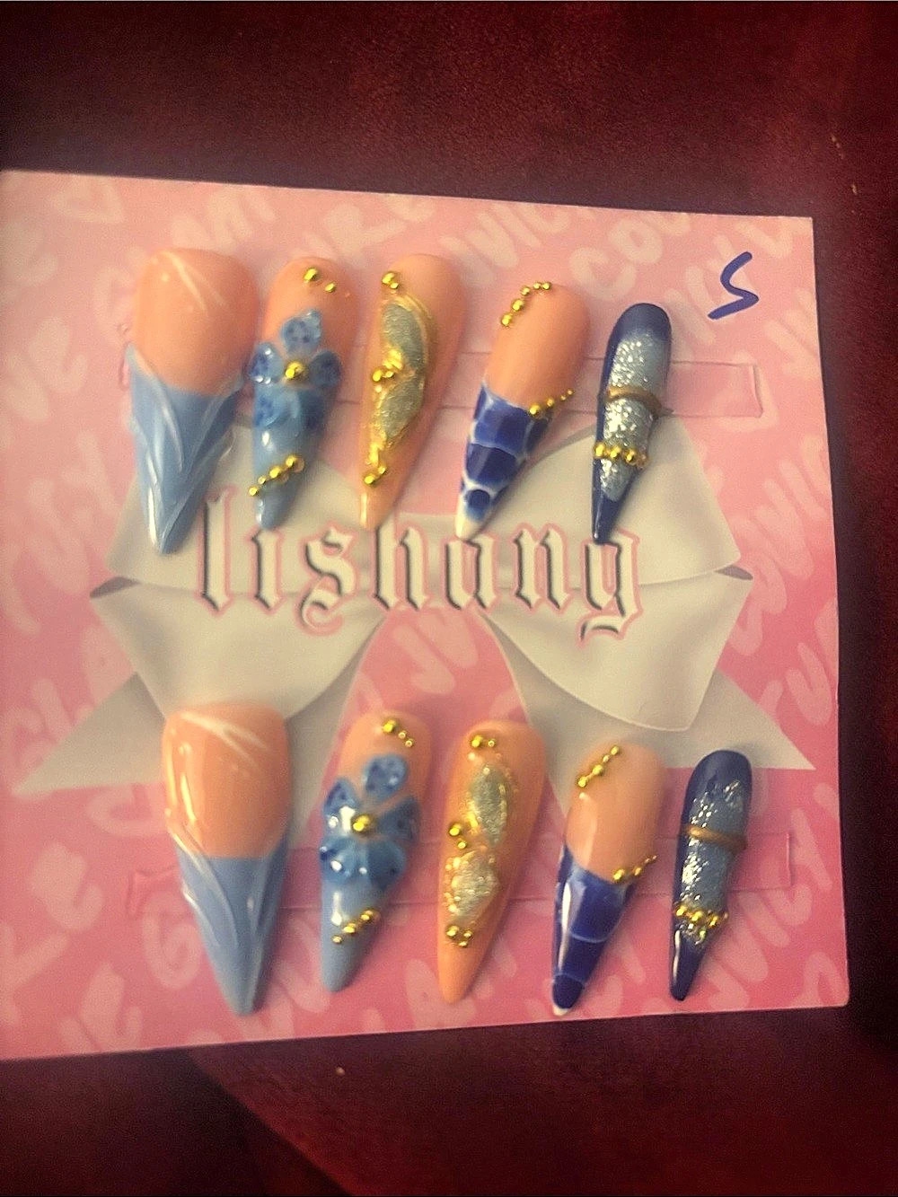 Pink & Blue Press-On Nails